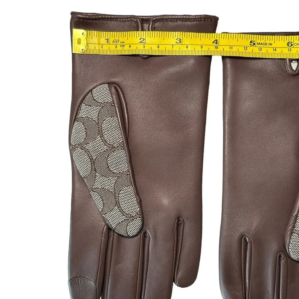 Coach Women Signature Jacquard And Leather Tech Gloves size 7.5 - Picture 8 of 9